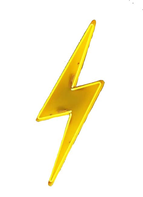 Yellow lightning bolt neon light sign polyvore moodboard filler | Neon png, Moodboard pngs ...