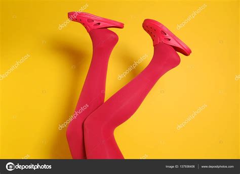 Woman Legs In Color Tights Stock Photo By ©belchonock 137936406