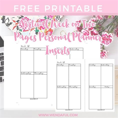 Free Undated Month On Two Pages Planner Inserts Wendaful