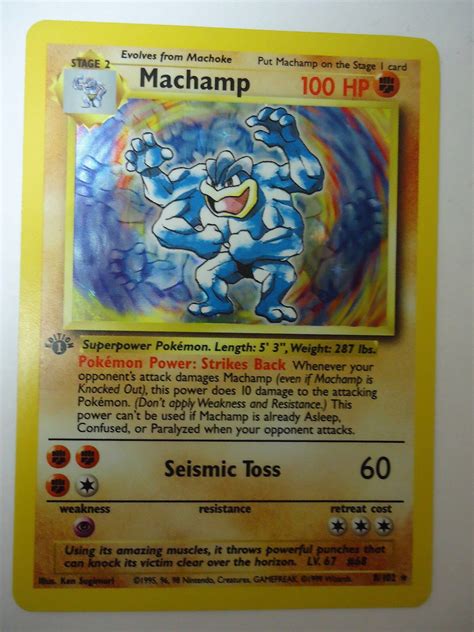 Pokémon turned 25 on 27 february! Rare Machamp 1st Edition Pokemon Card 8/102 by SterlingAndSuch