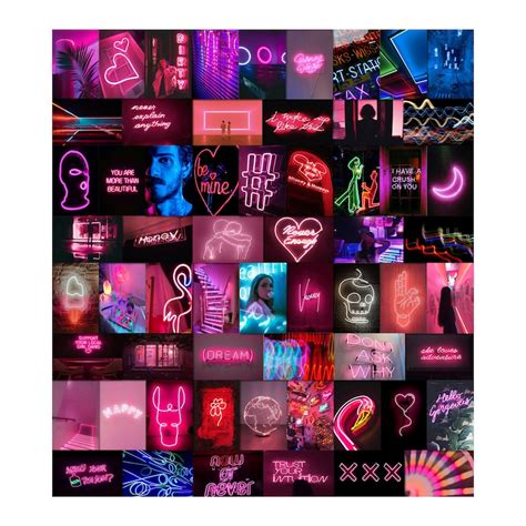 60 Pcs Collage Kit Wall Decor Collage Kit Purple Neon Neon Etsy