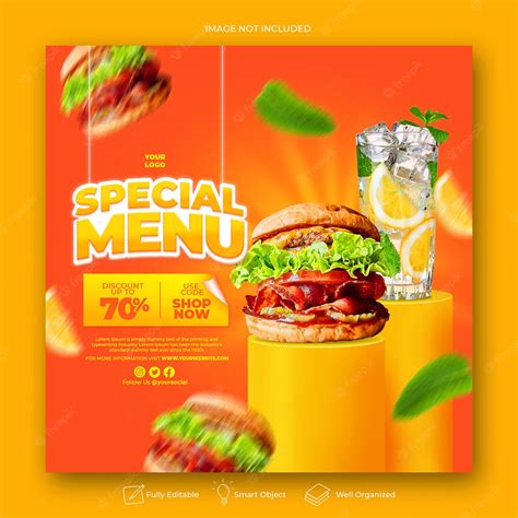 Premium Psd Menu Food Template For Social Media Promotion