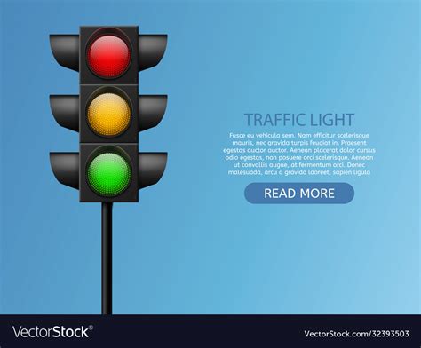 Traffic Light Realistic Led Lights Red Yellow Vector Image