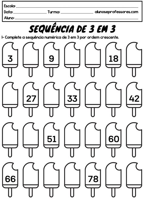 Atividade De Matematica 1 Ano Sequencia Numerica Ate 50
