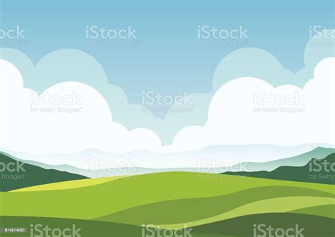 Nature Landscape Background Cuted Flat Design Stock Illustration