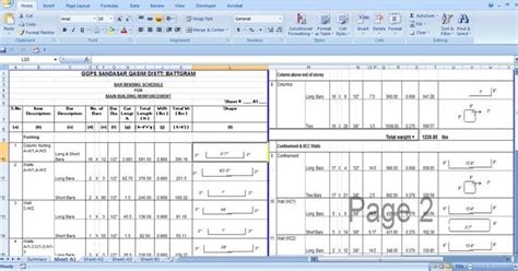 Bar Bending Schedule For Building Reinforcement Excel Sheet Download
