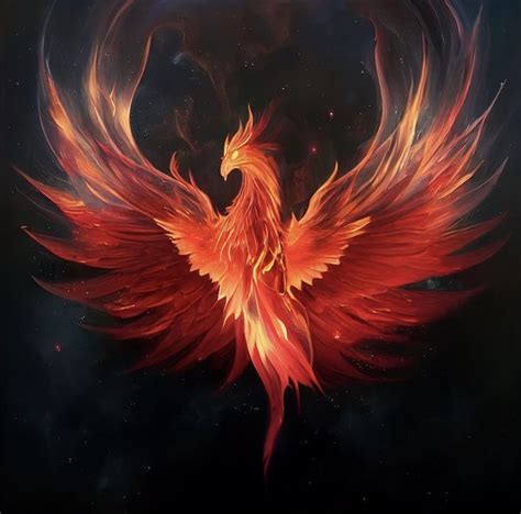 Red Cosmic Phoenix Digital Fantasy Art Co Created With Ai Like This