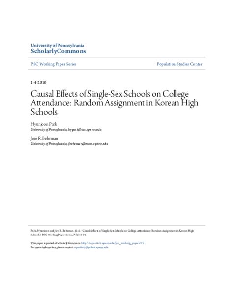 pdf causal effects of single sex schools on college entrance exams and college attendance