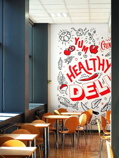 Cafe Wall Mural Design At Lincoln College Cafe Wall Wall Graphics