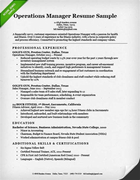 Operations Manager Resume Sample | Resume Genius