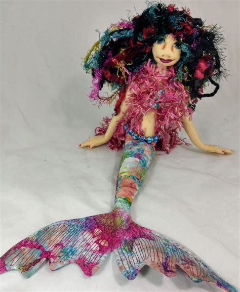 Art Doll Nixie The Medium Mermaid Ooak Cloth Doll