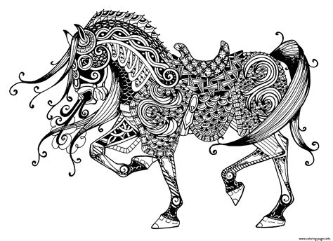 Swirls, patterns, zen horses, realistic horses, and enough detail for adults to enjoy hours of coloring. Advanced Majestic Horse Coloring Pages Printable