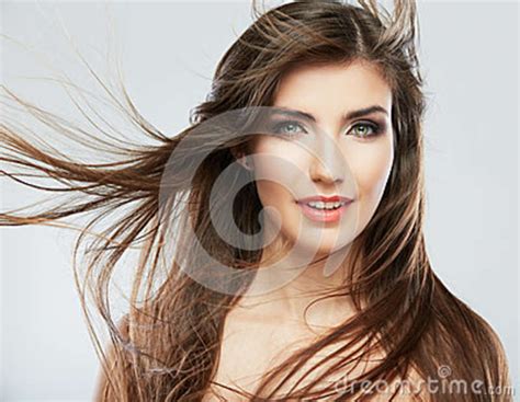 Woman Face With Hair Motion On White Background Stock Photo Image Of