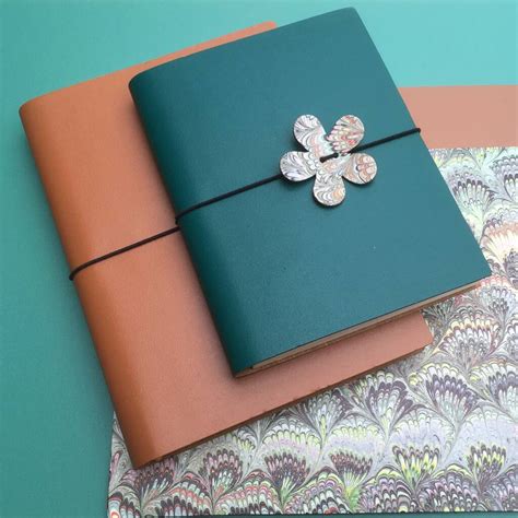 Marbled Flower Button Leather Journal By Artbox