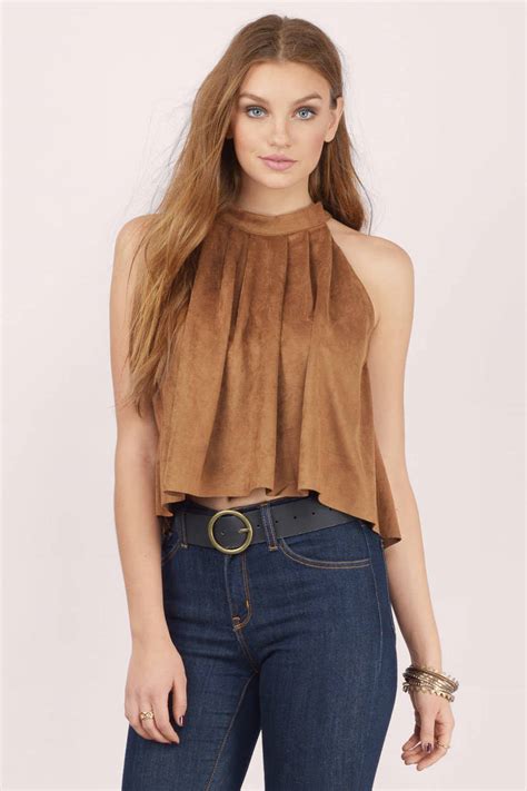 Check spelling or type a new query. Flow Along Faux Suede Halter Tank Top in Camel - $40 | Tobi US