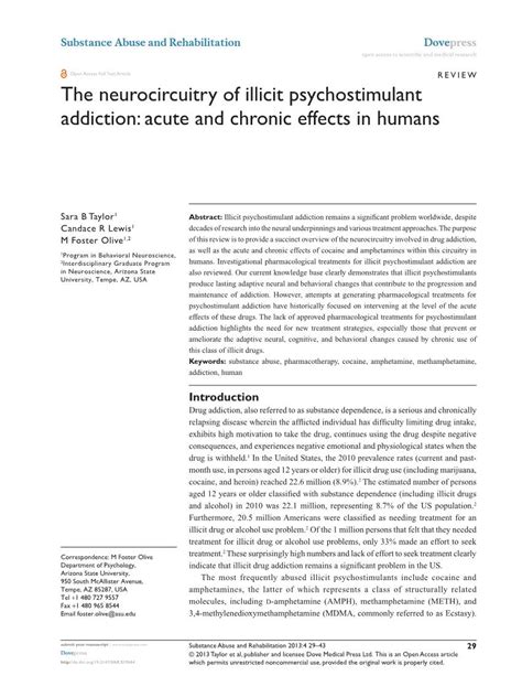 The Neurocircuitry Of Illicit Psychostimulant Addiction Acute And