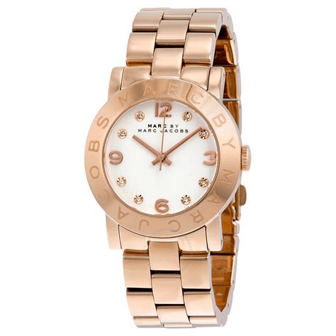 Marc By Marc Jacobs White Dial Rose Gold Tone Ladies Watch Mbm3077