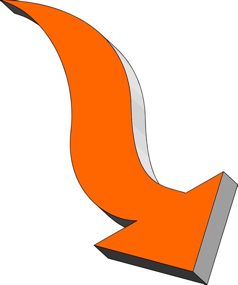 Arrows Orange Free Stock Photo Illustration Of A Curved Down Arrow