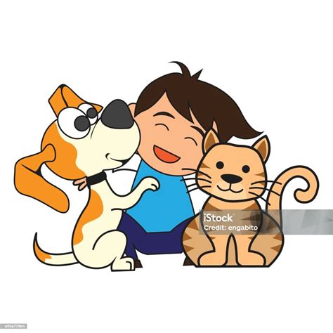 Animal Care Concept Love Caring And Affection To The Animal Cartoon