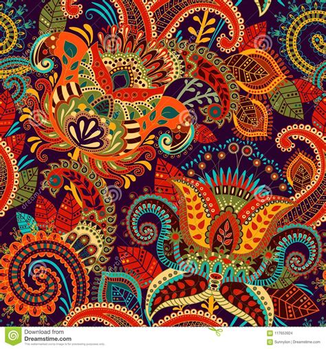 Colorful Seamless Paisley Pattern Decorative Indian
