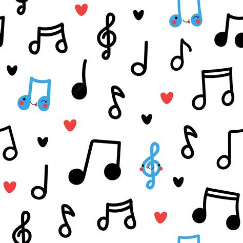 Premium Vector Cute Seamless Pattern With Funny Musical Notes Vector