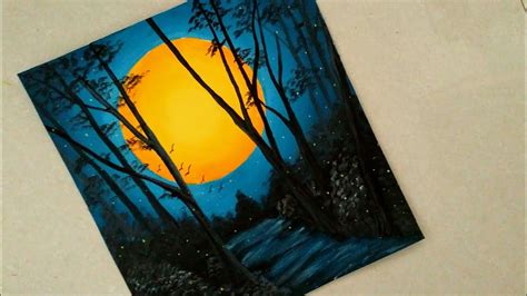 An Easy Nature Night View Scenery Painting Sunset Acrylic Painting