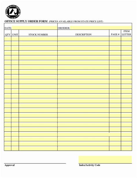 Office Supply Order Form Template Awesome Best S Of Standard Fice