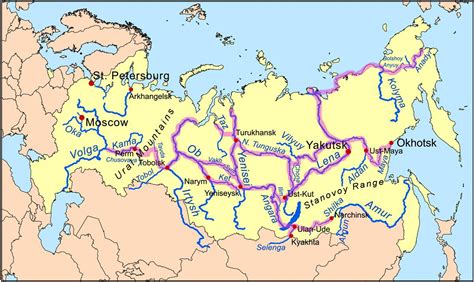 La Carte Des Fleuves De Russie Carte De La Russie Avec Les Avec Carte