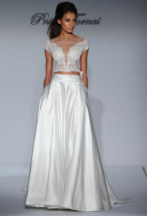 The colors can be the same but type of fabric and design will be different, for example, a blush pleated skirt and a sheer beaded crop top with sleeves, so the separate will be connected with the color. Top 10 Wedding Dress Trends for 2016 | SouthBound Bride