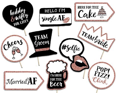 Funny Wedding Printable Photo Booth Props 10 Rose Gold Signs Etsy