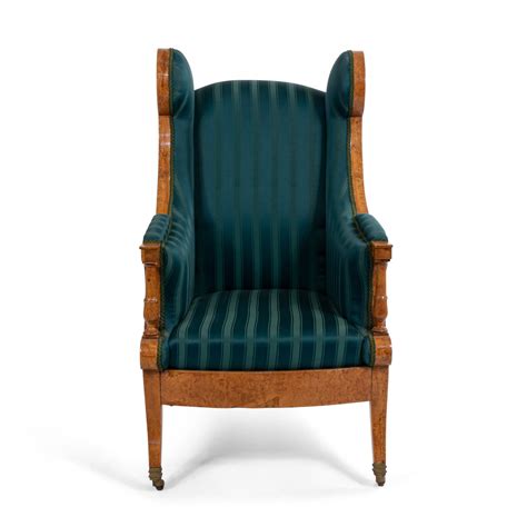 Timeless and understates, our range of wing back chairs come in a range of fabrics and leather options as well as varying colours and styles. Russian neoclassic silk winged arm chair
