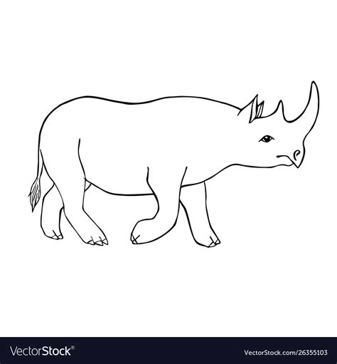 Black Outline Hand Drawn Sketch Rhino Royalty Free Vector