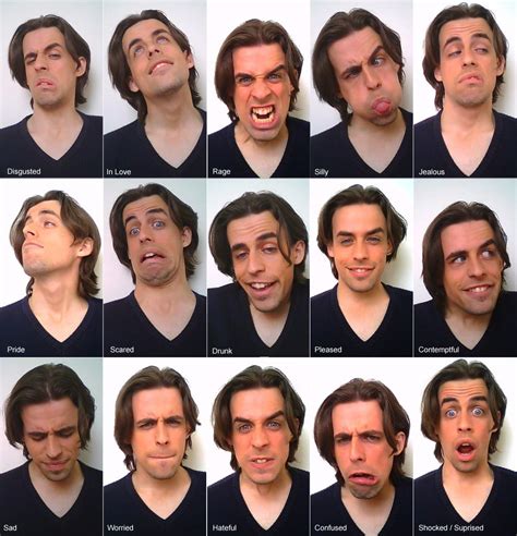 The Many Faces Of A Man With Different Facial Expressions
