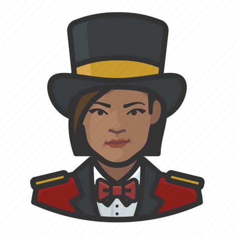African american, avatar, circus, female, ringmaster, tophat icon png image