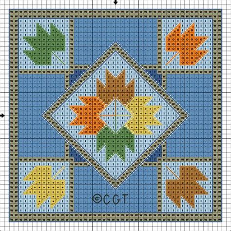 14 count white aida stitches: Free Maple Leaf Mini Quilt Cross Stitch Pattern - Free ...