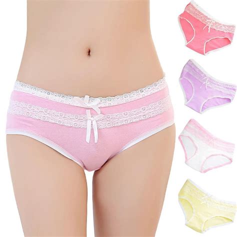 Buy Women Sexy Briefs Soft Lace Decor Sweet Bowknot Underwear Knickers