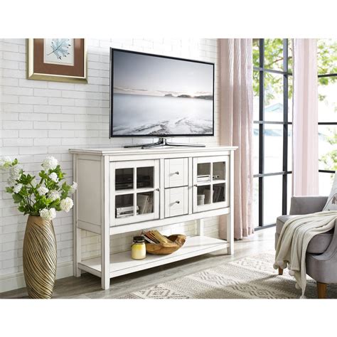 It seemed challenging to put together at first sight with all the. Walker Edison Furniture Company 52 in. Antique White Wood ...