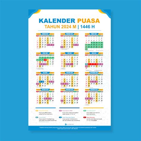 Jual Kalender Puasa Sunnah 2024 Lengkap Kalender Shaum Kalender