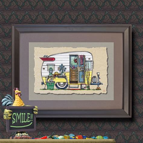 Vintage Shasta Camper Art Print Cute Whimsical Travel Trailer Etsy