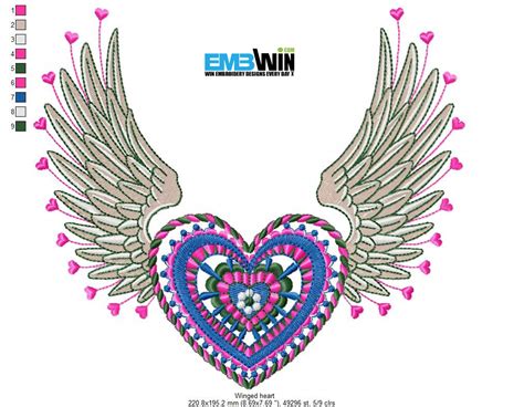 Winged Heart Free Embroidery Design 1213 Embwin