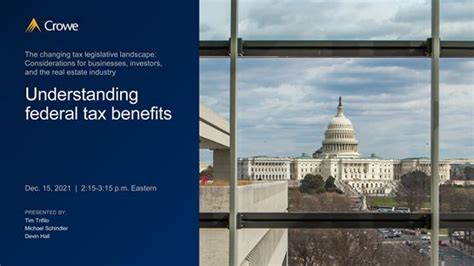 The Changing Tax Landscape Understanding Federal Tax Benefits Crowe Llp