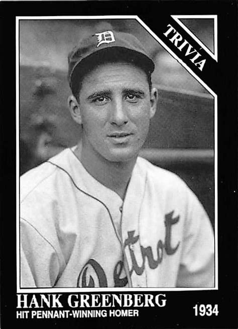 Hank Greenberg Baseball Card Detroit Tigers Hall Of Fame Jewish 1992