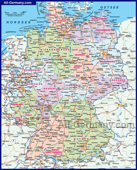 Карта Германии Подробная карта Германии на русском языке Карта
