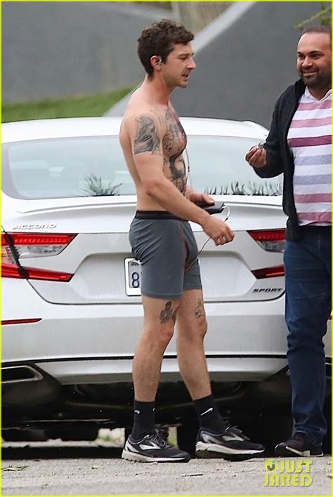 Shia Labeouf Bares Ripped Tattooed Torso Going Shirtless In His