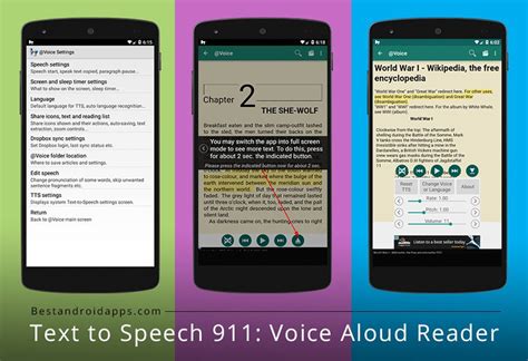 After enabling talkback, you can explore the kindle reading app with audio. Text to Speech 911: Voice Aloud Reader - Best Android Apps