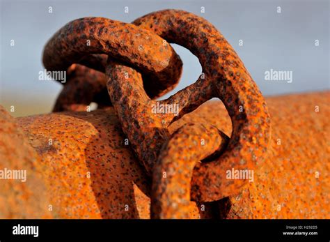 Rusty Chain Links Iron Chain Close Up Lower Saxony Germany Stock