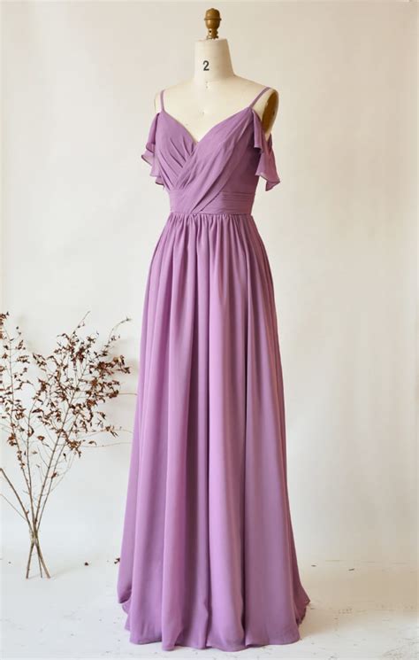 Mauve Bridesmaid Dress Long Prom Dress Cold Shoulder Special Etsy