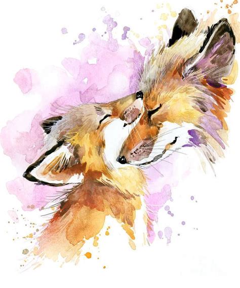 Fox Watercolor Illustration Mothers Art Print By Faenkova Elena All