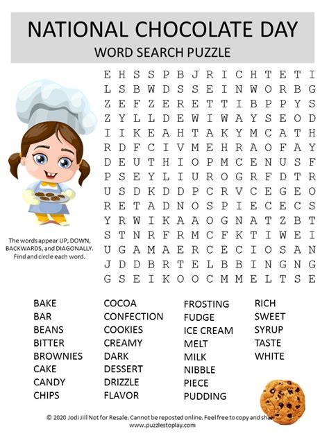 While cake as a sweet treat and chocolate as a beverage have been around since old occasions, chocolate cake is a genuinely late creation. National Chocolate Day Word Search Puzzle - Puzzles to Play
