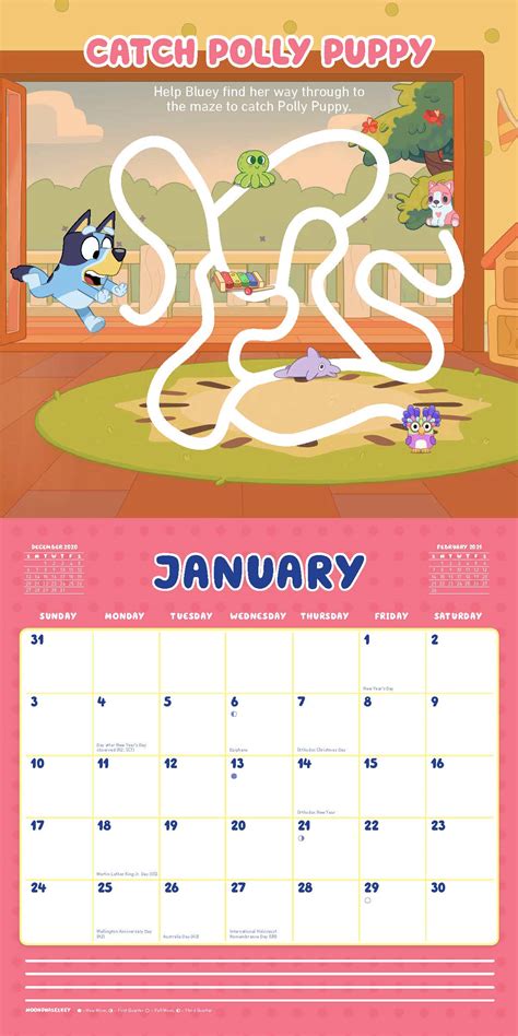 Bluey Acivity Calendar 2021 Wall Calendar Mazes Puzzles And More